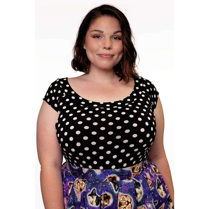Boat Neck Top in Polka Dots