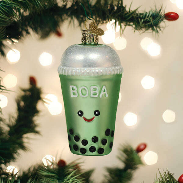 Old World Christmas Boba Tea Blown Glass Ornament