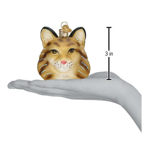 Old World Christmas Bobcat Head Blown Glass Ornament