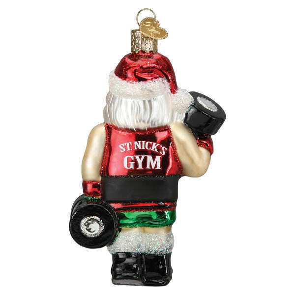 Old World Christmas Bodybuilder Santa Blown Glass Ornament