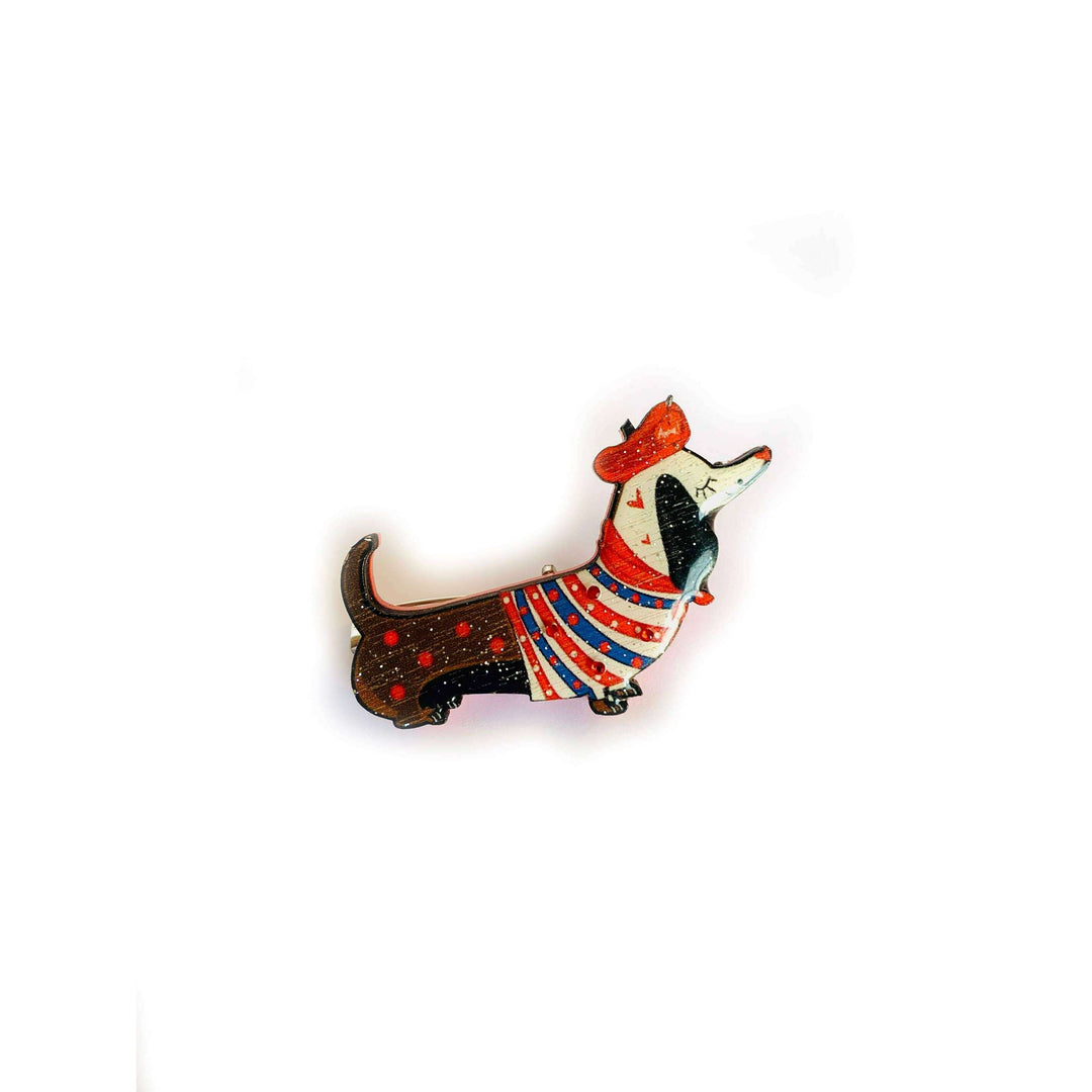 Bonjour Pierre French Dog Brooch by Rosie Rose Parker