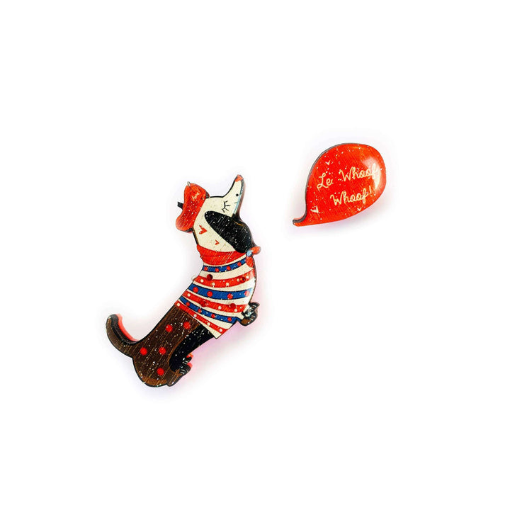 Bonjour Pierre French Dog Brooch by Rosie Rose Parker