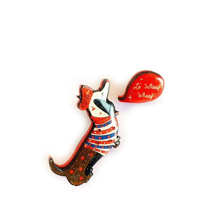 Bonjour Pierre French Dog Brooch by Rosie Rose Parker