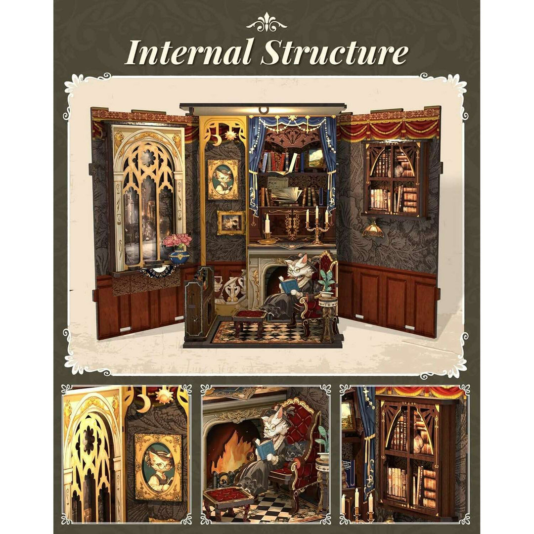 Book Nook Wizardi Miniature - Count Cat's Study Roombox Kit