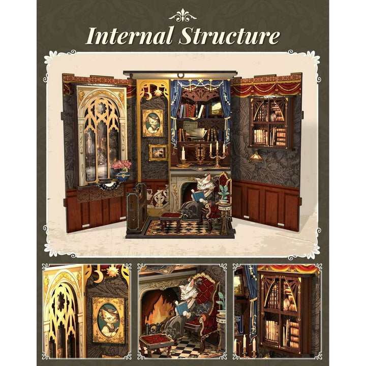 Book Nook Wizardi Miniature - Count Cat's Study Roombox Kit