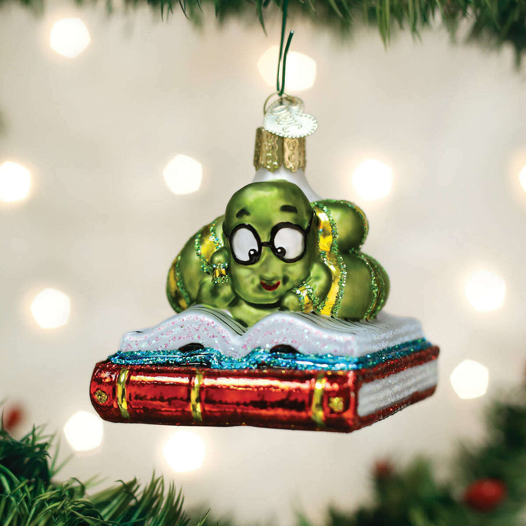 Old World Christmas Bookworm Blown Glass Ornament
