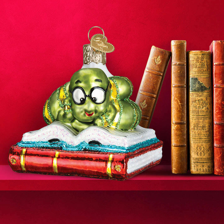 Old World Christmas Bookworm Blown Glass Ornament