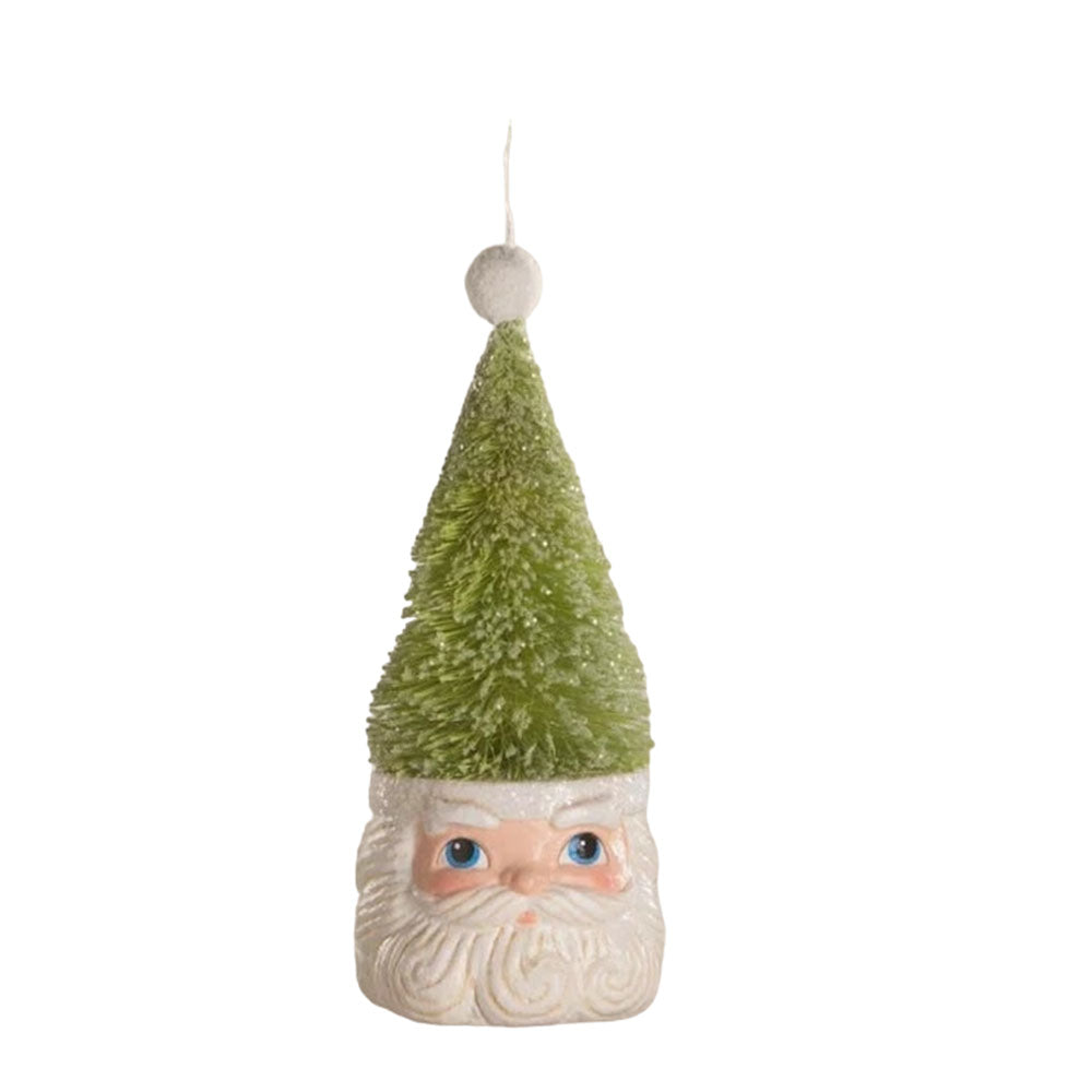 Bottle Brush Santa Green Ornament by Bethany Lowe Designs