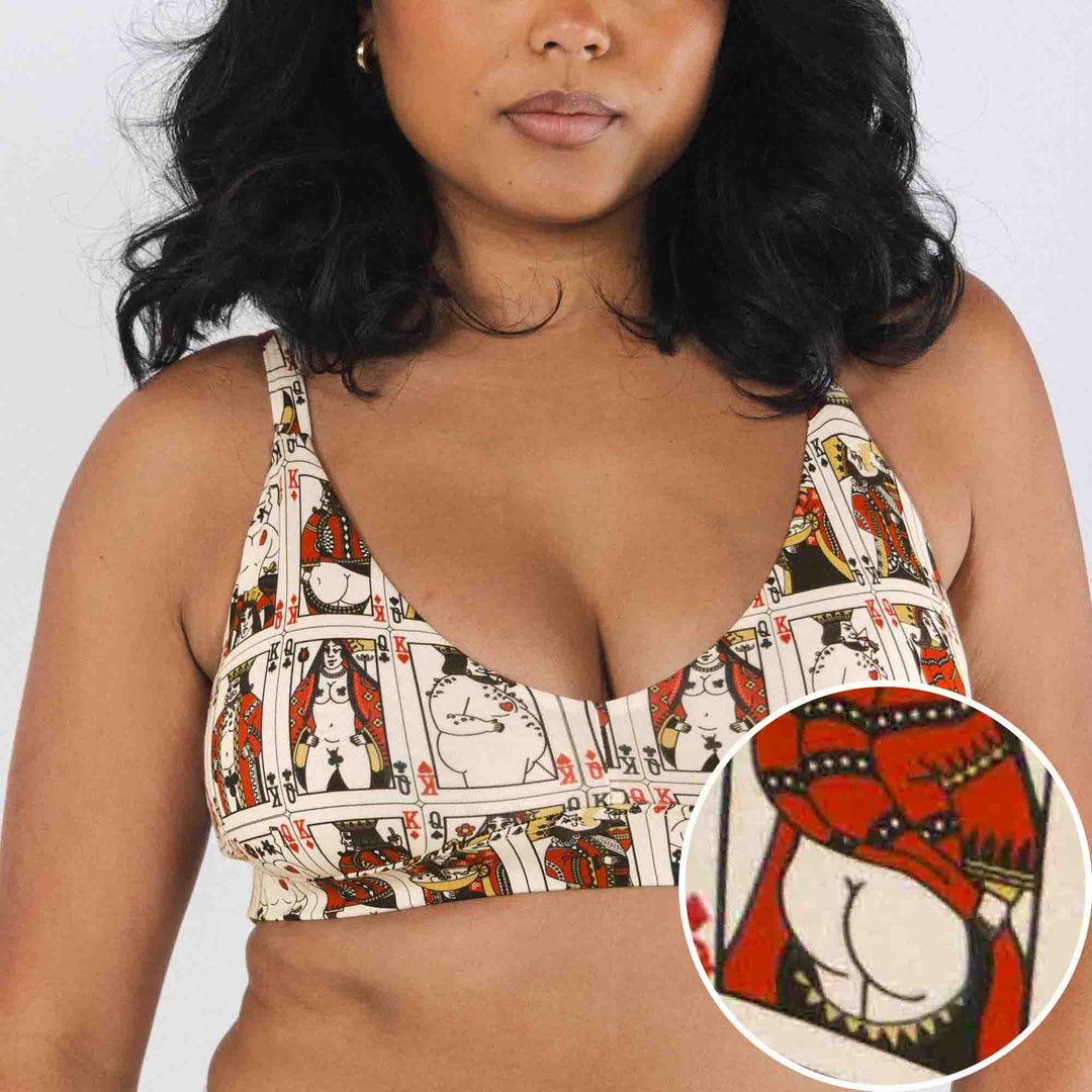 The Bottomless Blackjack | Vintage Playing Cards Boob Hammock™ Busty Bralette
