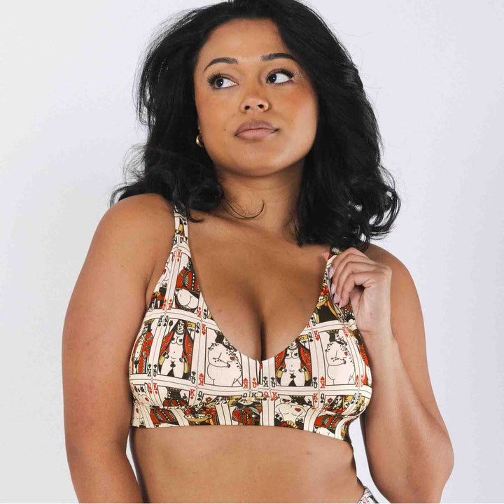 The Bottomless Blackjack | Vintage Playing Cards Boob Hammock™ Busty Bralette