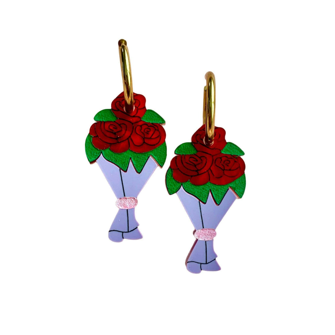 acrylic flower dangle earrings