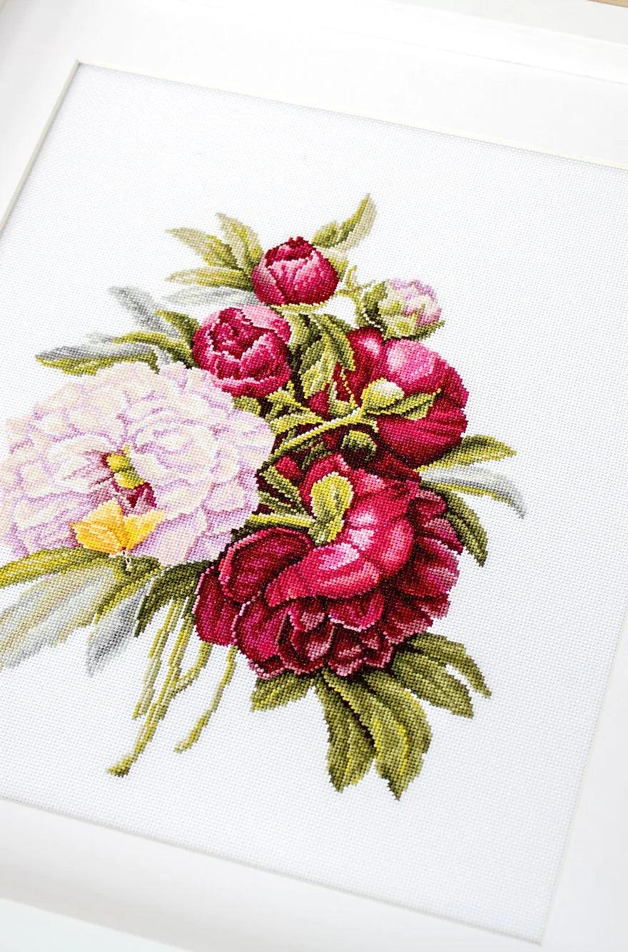 Bouquet with peonies B2354L Counted Cross-Stitch Kit