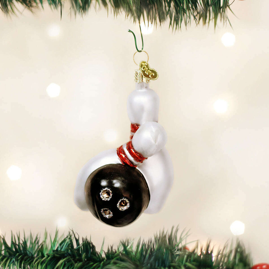 Old World Christmas Bowling Ball & Pins Blown Glass Ornament