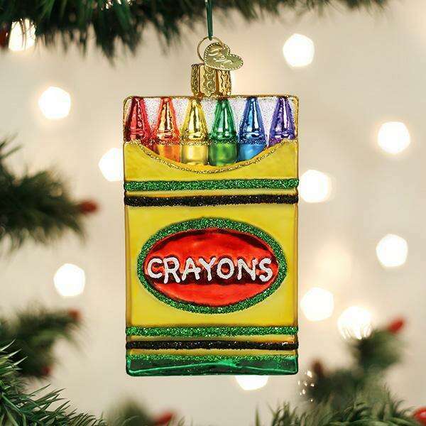 Old World Christmas Box of Crayons Blown Glass Ornament