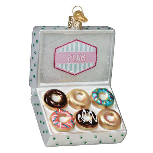 Old World Christmas Box of Donuts Blown Glass Ornament