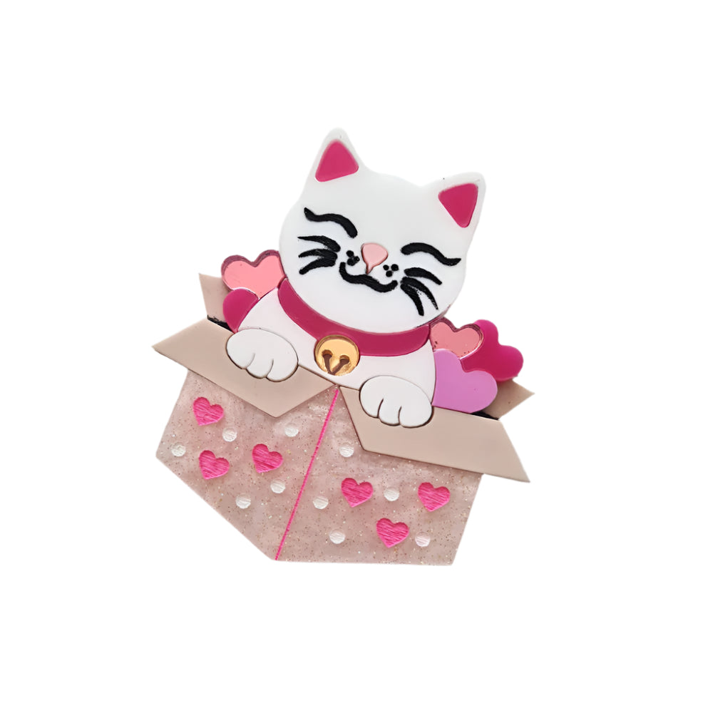 Box of Love Kitty Brooch by Cherryloco Jewellery 
