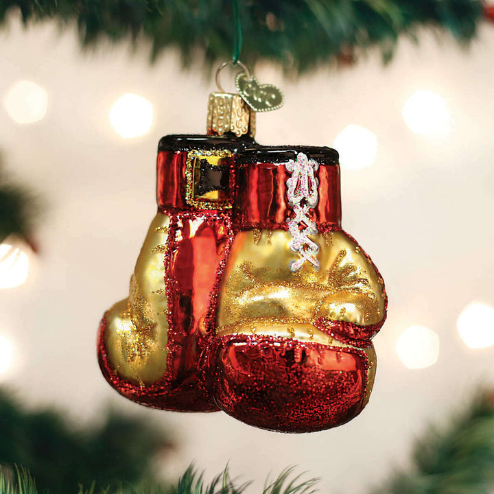 Old World Christmas Boxing Gloves Blown Glass Ornament