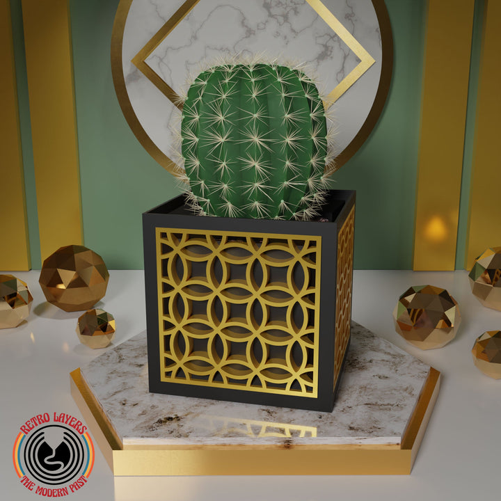 Midcentury Retro Geometric Box Planter