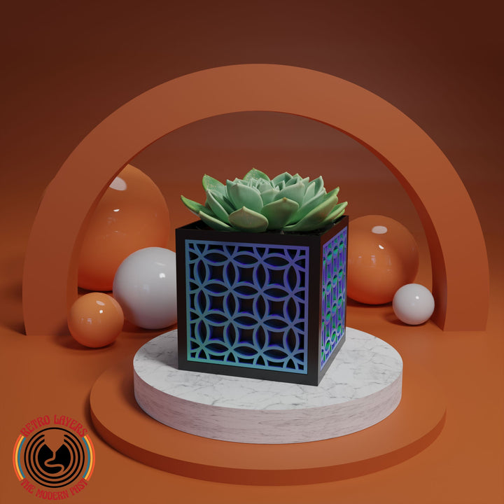 Midcentury Retro Geometric Box Planter