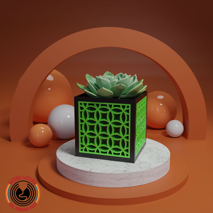 Midcentury Retro Geometric Box Planter