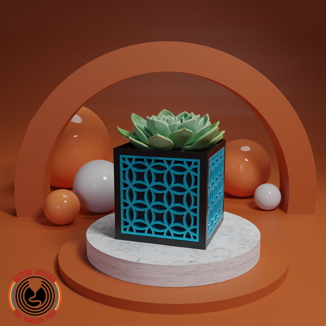 Midcentury Retro Geometric Box Planter