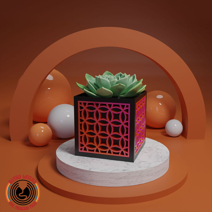 Midcentury Retro Geometric Box Planter