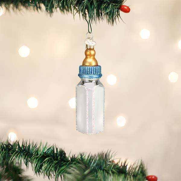 Old World Christmas Boy Baby Bottle Blown Glass Ornament