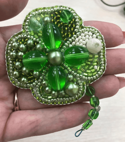 BP-186C Beadwork kit for creating brooch Crystal Art "Symbol of luck"