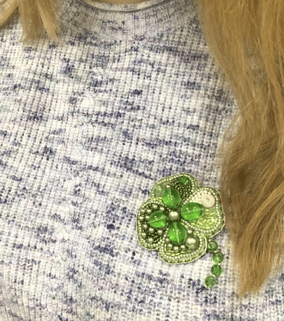 BP-186C Beadwork kit for creating brooch Crystal Art "Symbol of luck"