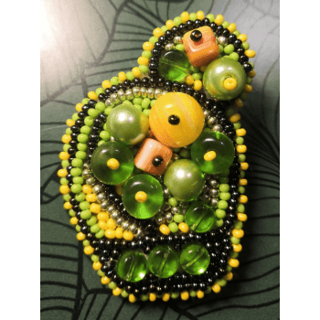 BP-187C Beadwork kit for creating brooch Crystal Art "Bright cactus"