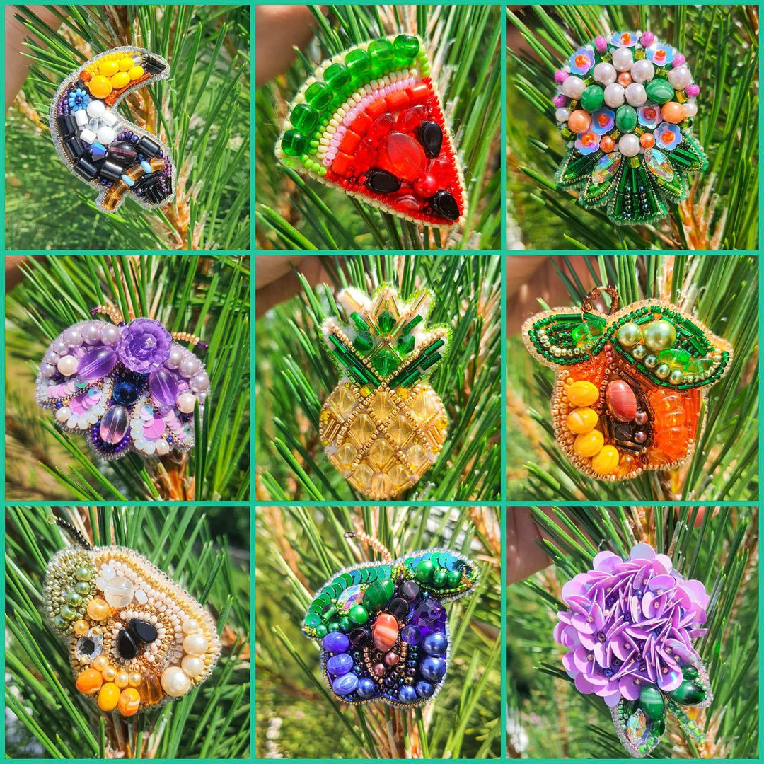 BP-205C Beadwork kit for creating brooch Crystal Art "Pear"