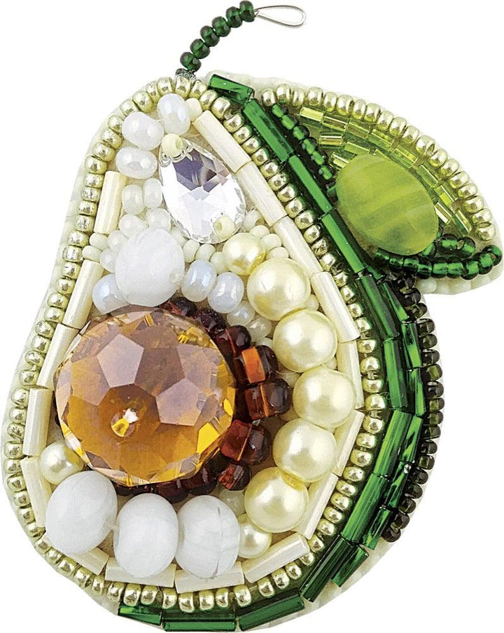 BP-213C Beadwork kit for creating brooch Crystal Art "Avocado"