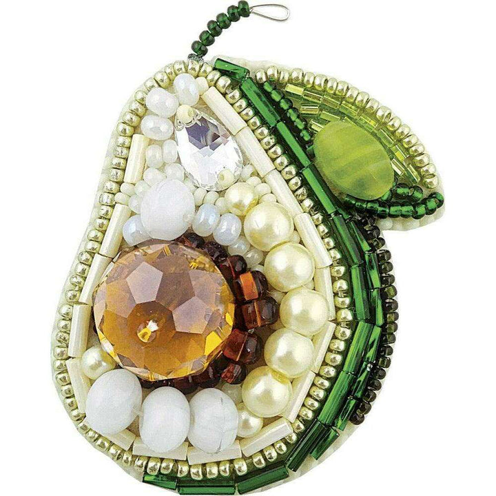 BP-213C Beadwork kit for creating brooch Crystal Art "Avocado"