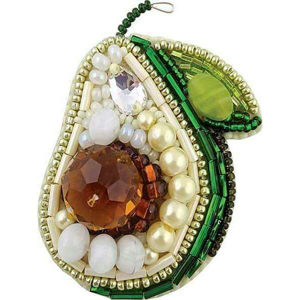 BP-213C Beadwork kit for creating brooch Crystal Art "Avocado"