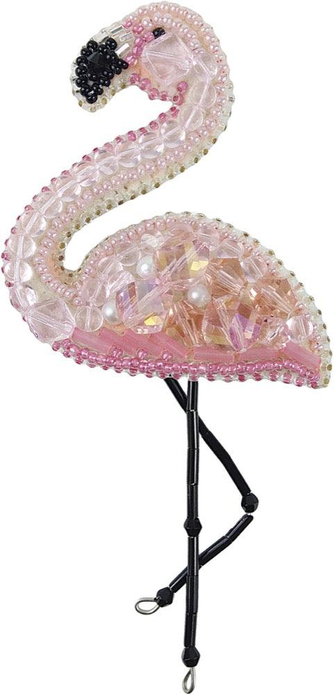 BP-216C Beadwork kit for creating brooch Crystal Art "Flamingo"