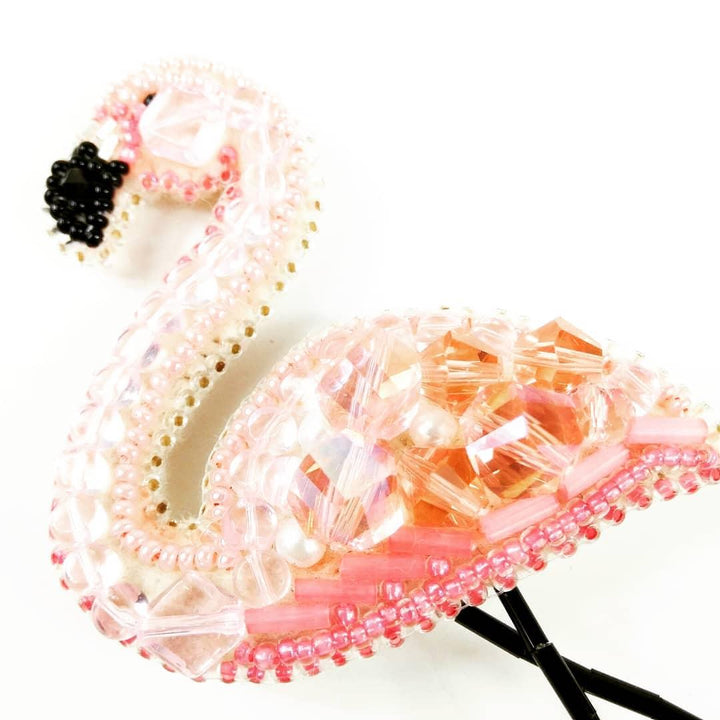 BP-216C Beadwork kit for creating brooch Crystal Art "Flamingo"