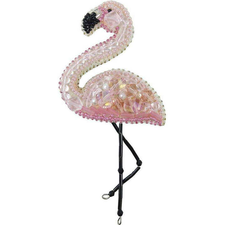 BP-216C Beadwork kit for creating brooch Crystal Art "Flamingo"