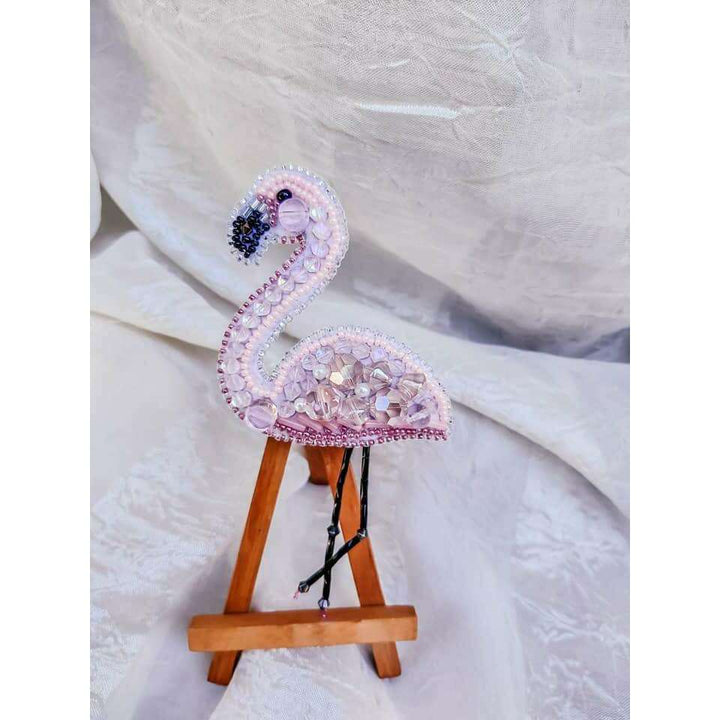 BP-216C Beadwork kit for creating brooch Crystal Art "Flamingo"