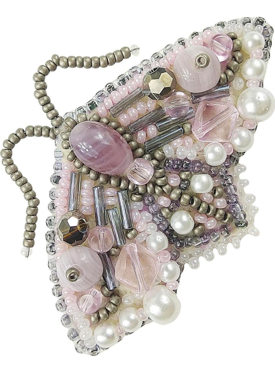 BP-218C Beadwork kit for creating brooch Crystal Art "Lilac butterfly"