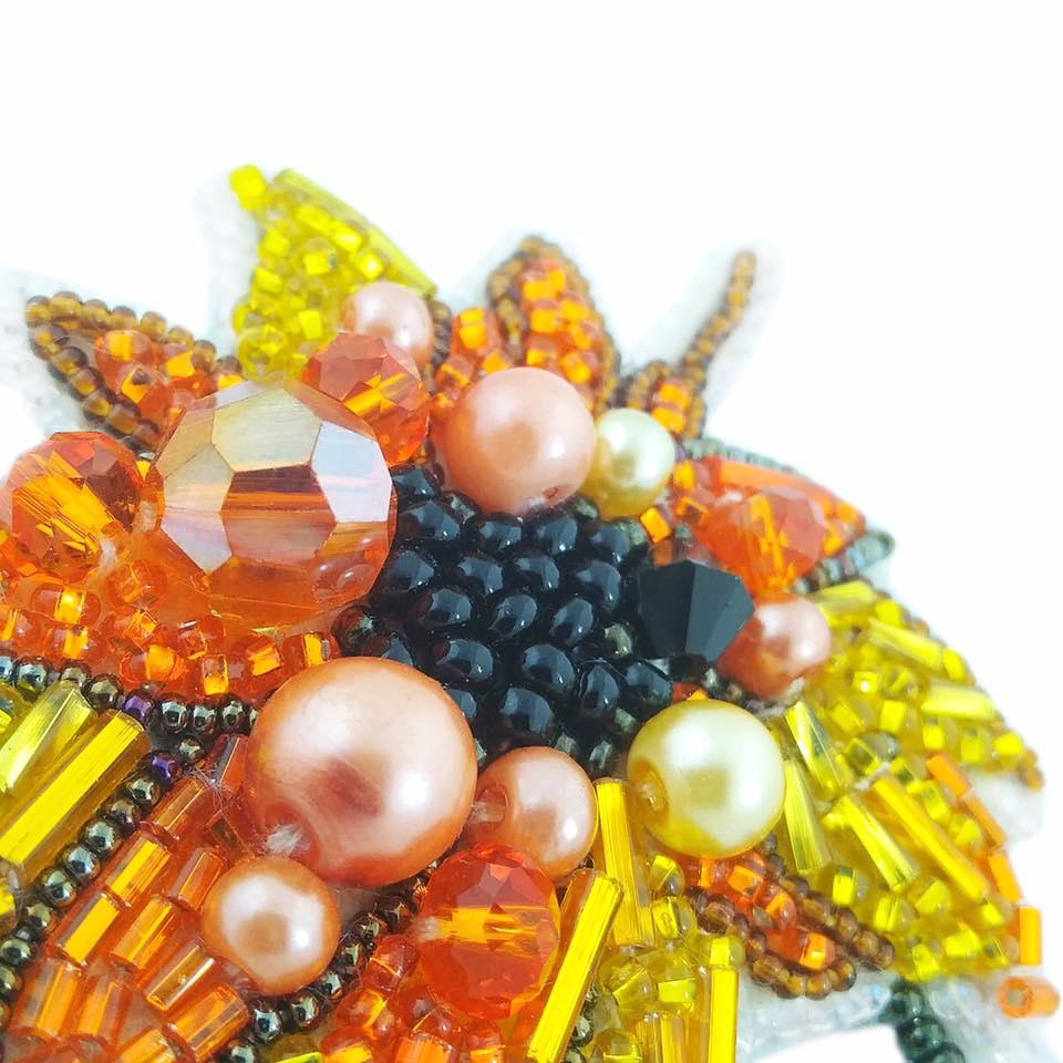 BP-228C Beadwork kit for creating brooch Crystal Art "Sunflower"