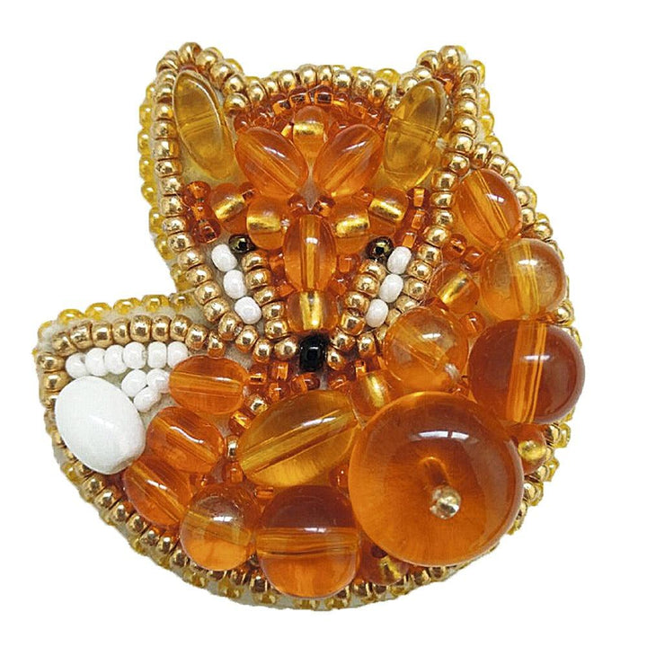 BP-241C Beadwork kit for creating brooch Crystal Art "Fox"
