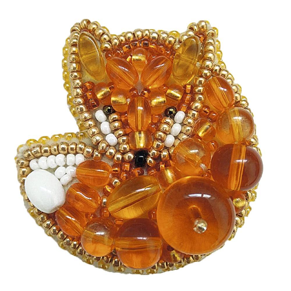 BP-241C Beadwork kit for creating brooch Crystal Art "Fox"