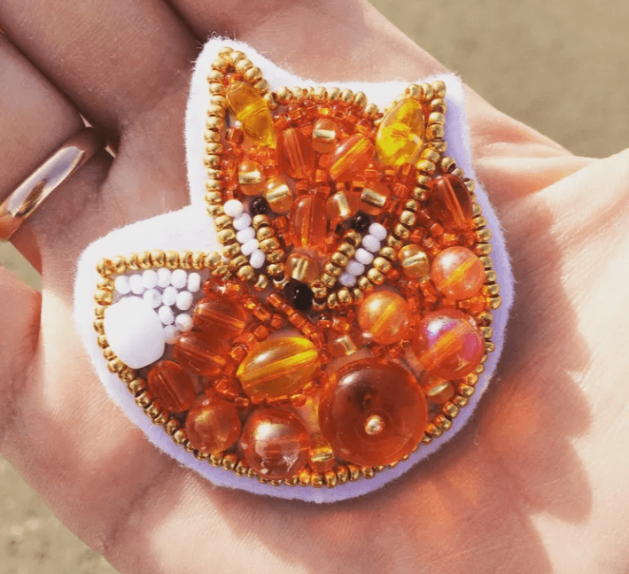 BP-241C Beadwork kit for creating brooch Crystal Art "Fox"