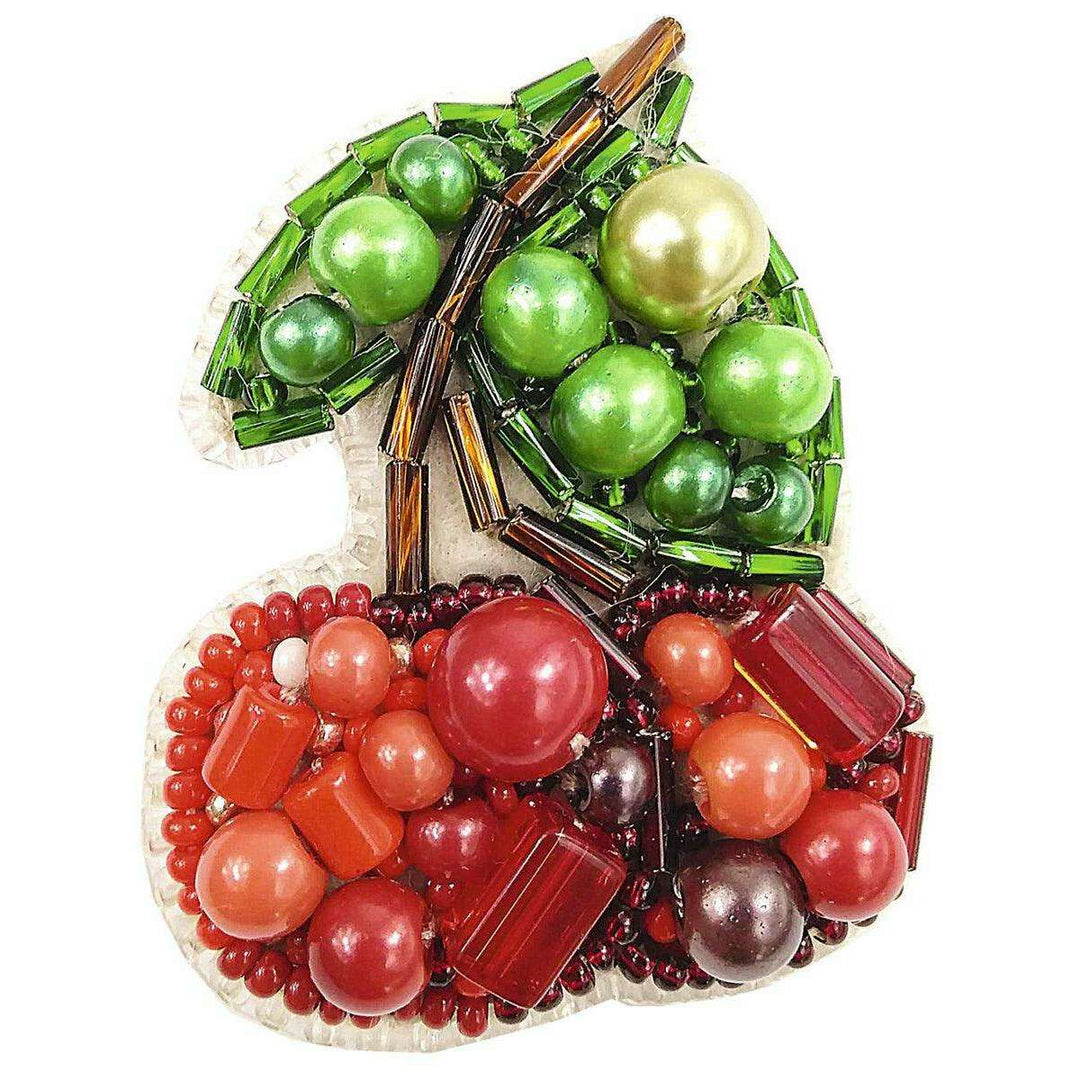 BP-243C Beadwork kit for creating brooch Crystal Art "Cherry"
