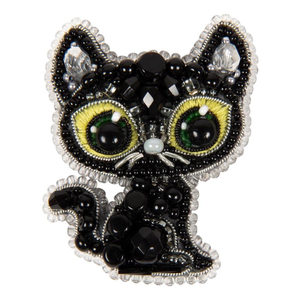 BP-330C Beadwork kit for creating brooch Crystal Art "Black cat"