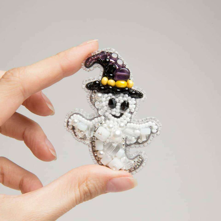 BP-333C Beadwork kit for creating brooch Crystal Art "Ghost"