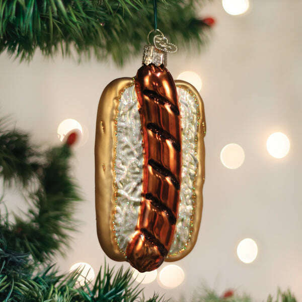 Old World Christmas Bratwurst Sandwich Blown Glass Ornament