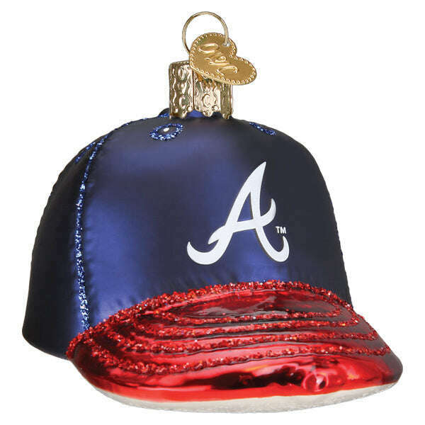 Old World Christmas Braves Baseball Cap Blown Glass Ornament