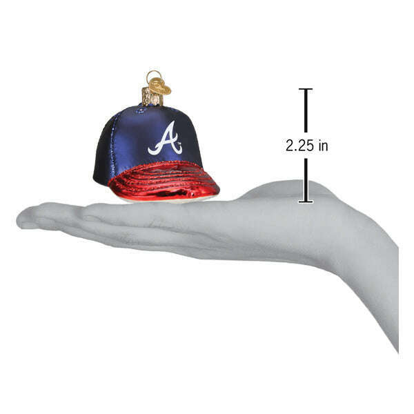 Old World Christmas Braves Baseball Cap Blown Glass Ornament