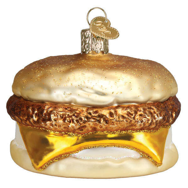 Old World Christmas Breakfast Sandwich Blown Glass Ornament